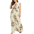 thumbnail image 1 of Ruimatai Women Plus Size Floral Print V Neck Sleeveless Maxi Dress Boho Summer Beach Party Casual Comfortable Chiffon Dress, 1 of 8