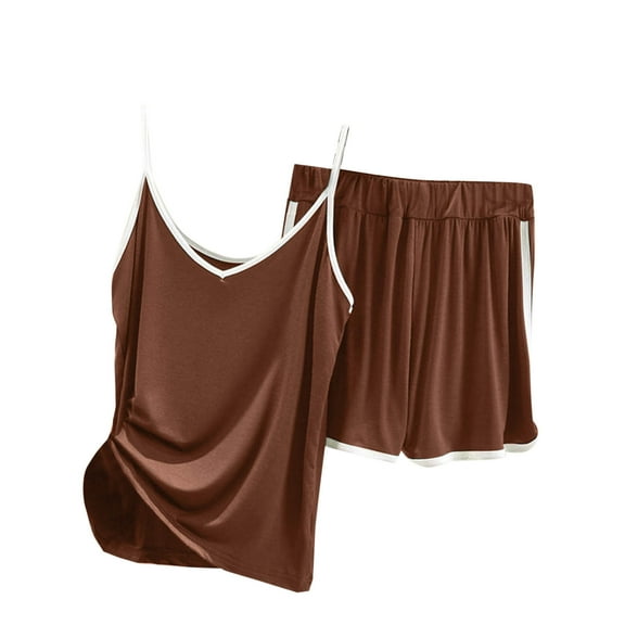 Ruimatai Women Plus Size V-Neck Sleeveless Pajama Set Casual Loungewear Shorts Comfortable Homewear Polyester Outfit