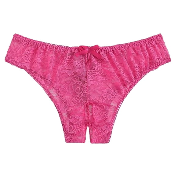 Ruimatai Women Sexy Lace Panty Open Crotch Thong Underwear Comfortable Stretchy Lingerie for Valentine Wedding Night Honeymoon