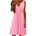 thumbnail image 1 of Ruimatai Women Summer Sleeveless Mini Dress Casual Solid Color V-Neck Flowy Short Dress Beach Party Sundress, 1 of 6