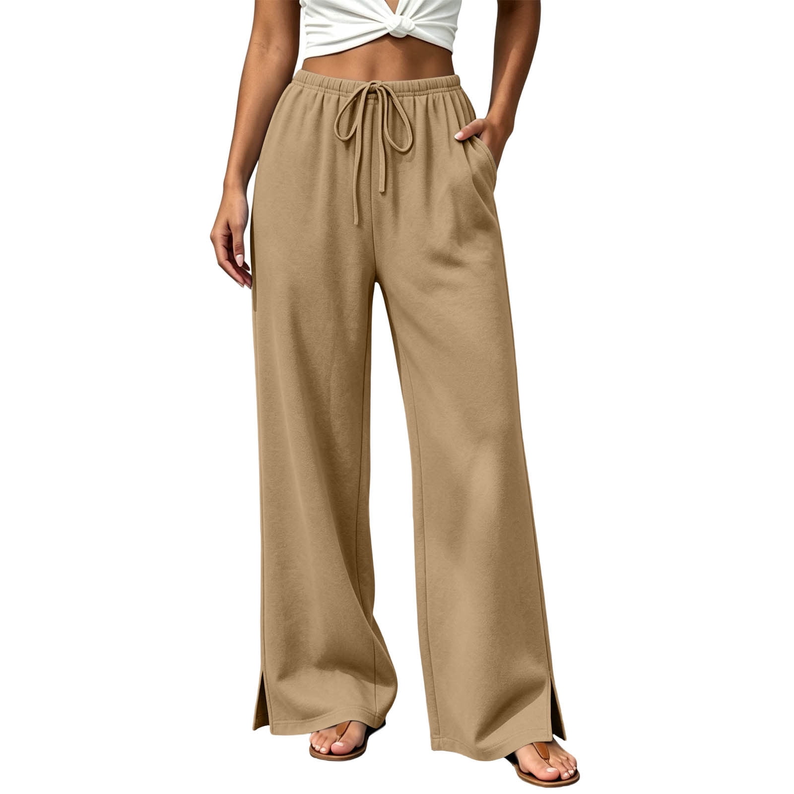 Ruimatai Women Sweatpants Wide Leg Trousers Drawstring Elastic Waist ...