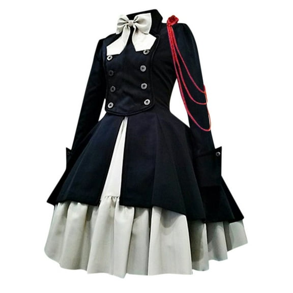 Ruimatai Women Vintage Gothic Dress Renaissance Medieval Long Sleeve Ruffled Bow Princess Dress Elegant Comfortable Polyester Daily Street Wear