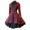 thumbnail image 1 of Ruimatai Women Vintage Gothic Dress Renaissance Medieval Long Sleeve Ruffled Bow Princess Dress Elegant Comfortable Polyester Daily Street Wear, 1 of 4