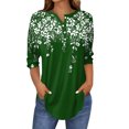 thumbnail image 1 of Ruimatai Women's 3/4 Sleeve Button Down Top Color Block Printed Blouse Fashionable Round Neck Casual Shirt, 1 of 5
