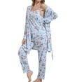 thumbnail image 1 of Ruimatai Women's 3-Piece Pajama Set Soft Milk Silk Pajamas Long Sleeve Top with Pants Comfortable Home Sleepwear Loungewear, 1 of 5