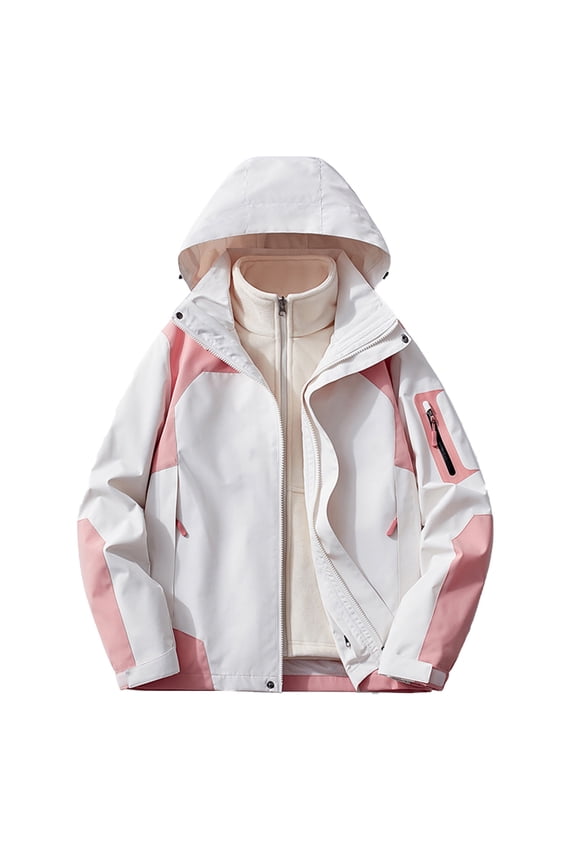 Women's 3-in-1 Waterproof Windproof Hiking Jacket with Detachable Fleece Liner for Outdoor Skiing Climbing Cold Weather