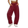 thumbnail image 1 of Ruimatai Women's Barrel Sweatpants Drawstring Elastic High Waist Side Pocket Oversized Loose Fit Street Loungewear Trousers, 1 of 9