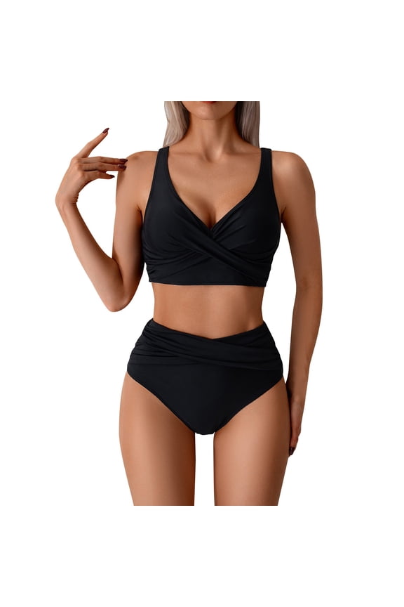 Women's Bikini Swimsuit High Waisted Tummy Control Swimwear Push Up Bathing Suit Surfing Beach Two Piece