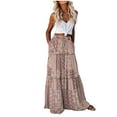 thumbnail image 1 of Ruimatai Women's Bohemian Floral Print High Waist Maxi Skirt with Side Pockets, Loose Flowy Casual Long Skirt for Party Vacation Work All Season, 1 of 3
