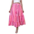 thumbnail image 1 of Ruimatai Women's Bohemian Maxi Skirt Flowy High Waist Floral Print Long Skirt A-Line Pleated Beach Summer Skirt Elastic Waist Lightweight Comfortable, 1 of 8