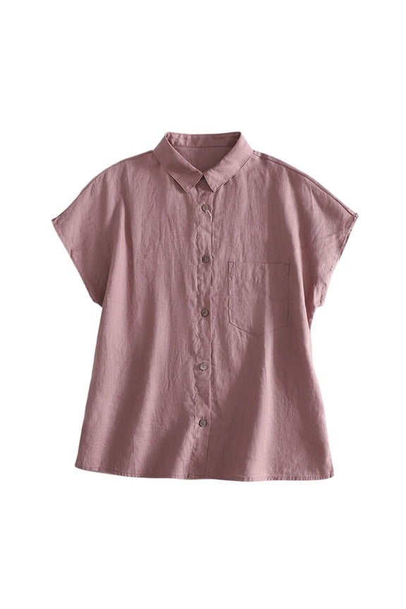 Women's Button Down Split Sleeve Shirt Casual Pocket Detail Loose Fit Blouse for Daily Wear & Office Casual