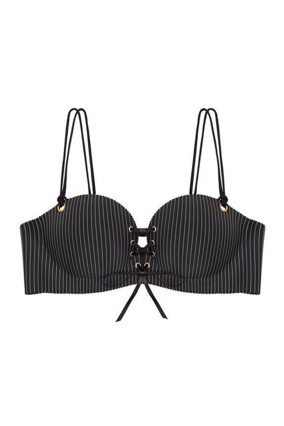 Women's C Cup Strappy Front Tie Back Closure Bralette - Soft Breathable No Underwire Comfort Bra for Everyday Wear