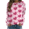 thumbnail image 1 of Ruimatai Women's Cable Knit Sweater 2024 Valentine's Day Oversized Long Sleeve Crewneck Pullover Tops Women's Casual Printed Thin Sweater Long Sleeve Round Neck Shirt/shirt, 1 of 4