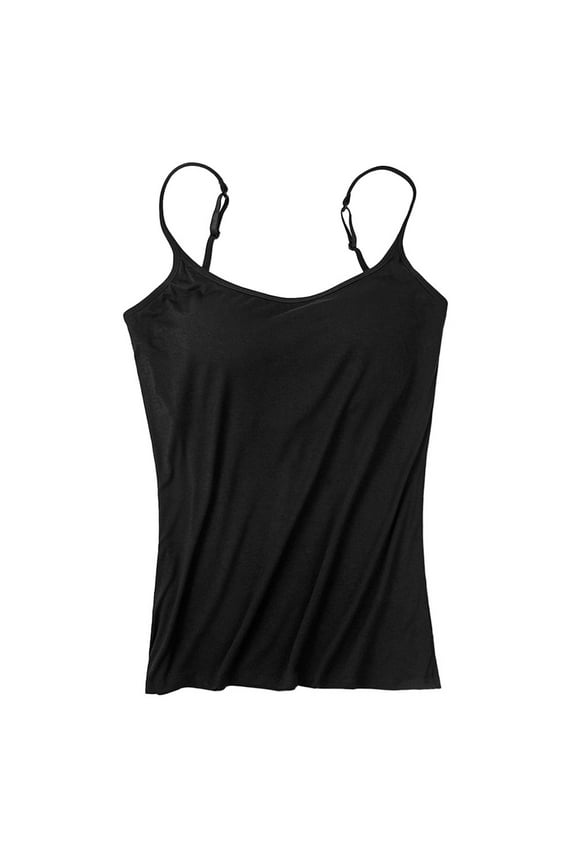 Women's Camisole Tops with Built in Bra Seamless Padded Tank Top Comfortable Stretchy Sleeveless Undershirt for Ladies