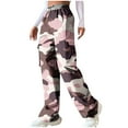 thumbnail image 1 of Ruimatai Women's Camouflage Work Pants Elastic Waist Straight Leg Casual Comfortable Drawstring Pocket Outdoor Hiking Lounge Pants, 1 of 6