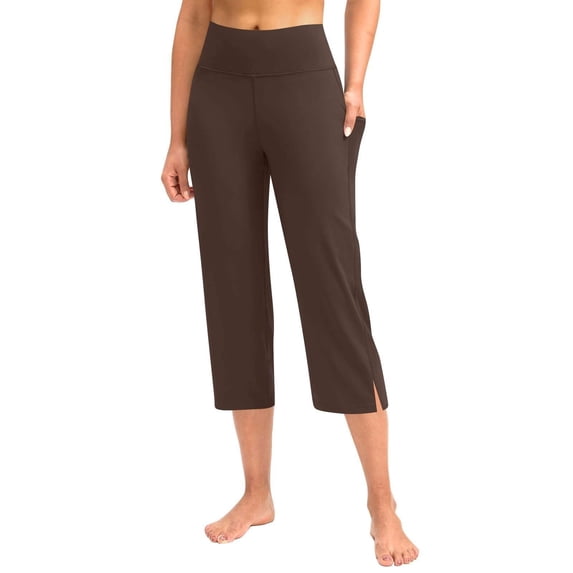 Ruimatai Women's Capri Pants with Pockets Stretch Polyester Casual Sport 7/8 Length Lounge Comfort Fit