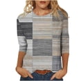 thumbnail image 1 of Ruimatai Women's Casual 3/4 Sleeve Pullover Striped Print Blouse Lightweight Soft Round Neck Tops for Spring Summer Daily Wear, 1 of 5