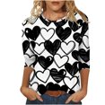 thumbnail image 1 of Ruimatai Women's Casual 3/4 Sleeve Round Neck Top Blouse Soft Stretch Comfortable Everyday Wear Fashion Shirt, 1 of 8