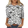 thumbnail image 1 of Ruimatai Women's Casual 3/4 Sleeve Round Neck Top Blouse Soft Stretch Comfortable Everyday Wear Fashion Shirt, 1 of 8