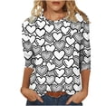 thumbnail image 1 of Ruimatai Women's Casual 3/4 Sleeve Round Neck Top Blouse Soft Stretch Comfortable Everyday Wear Fashion Shirt, 1 of 8