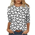 thumbnail image 1 of Ruimatai Women's Casual 3/4 Sleeve Round Neck Top Blouse Soft Stretch Comfortable Everyday Wear Fashion Shirt, 1 of 8