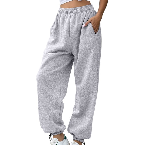 Ruimatai Women's Casual Athletic Pants with Pockets Soft Joggers for Running Fitness Workout Comfortable Sportswear Polyester Solid Color