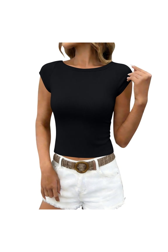 Women's Casual Boat Neck Slimming Short Top Flattering Tunic Blouse with Long Sleeves