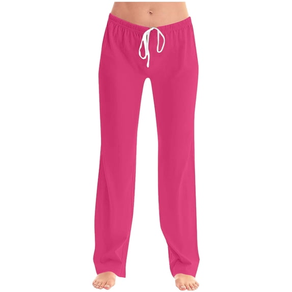 Ruimatai Women's Casual Drawstring Long Pants Lightweight Soft Polyester Elastic Waist Comfortable Lounge Pants for Spring Summer