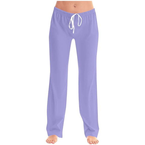 Ruimatai Women's Casual Drawstring Long Pants Lightweight Soft Polyester Elastic Waist Comfortable Lounge Pants for Spring Summer