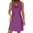 thumbnail image 1 of Ruimatai Women's Casual Dress Cowl Neck Sequin Stretch Bodycon Dress with Glittery Sparkle for Party and Daily Wear, 1 of 8