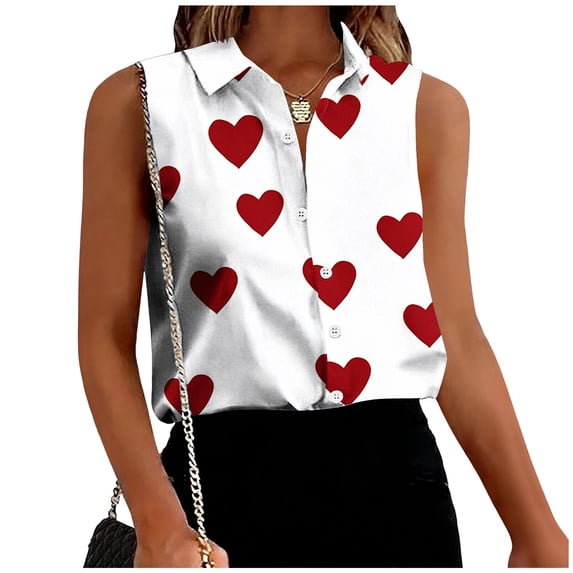 Ruimatai Women's Casual Floral Print Button Down Sleeveless Blouse, Lightweight Woven Pointed Collar Top for Office and Summer Wear