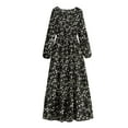 thumbnail image 1 of Ruimatai Women's Casual Floral Print V-Neck Long Sleeve Dress Comfortable Spring Summer Daily Wear Polyester Dress, 1 of 4