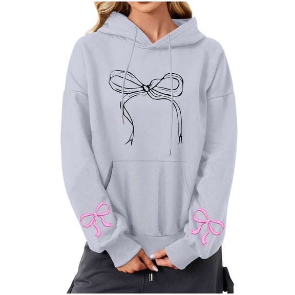 Ruimatai Women's Casual Hooded Sweatshirt Soft Lightweight Long Sleeve Printed Loose Fit Streetwear Fashion Tops for Daily School Party