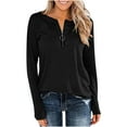 thumbnail image 1 of Ruimatai Women's Casual Long Sleeve Round Neck Zipper Top Shirt Soft Comfortable Polyester Solid Color Blouse for Daily Work Party, 1 of 6