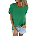 thumbnail image 1 of Ruimatai Women's Casual Loose T-Shirt Short Sleeve Boat Neck Summer Tops for Daily & Vacation Wear, 1 of 8