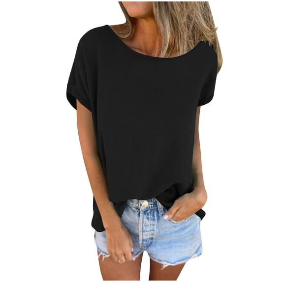 Ruimatai Women's Casual Loose T-Shirt Short Sleeve Boat Neck Summer Tops for Daily & Vacation Wear