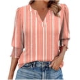 thumbnail image 1 of Ruimatai Women's Casual Loose V-Neck 3/4 Sleeve Blouse Smocked Cuffs Comfortable Polyester Top Spring Summer Fashion Tunic, 1 of 6