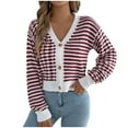 thumbnail image 1 of Ruimatai Women's Casual Oversize Stripe Cardigan Sweater Long Sleeve Blouse Soft Comfortable Lightweight Summer Top Polyester Spandex Fashion Loose Fit, 1 of 8