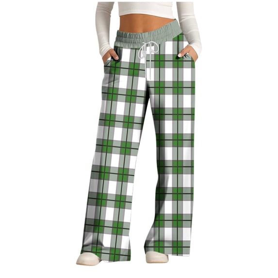 Ruimatai Women's Casual Pants Striped Printed Drawstring Wide Leg Loose Comfortable Everyday Wear with Pockets for Outdoor Walking