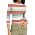 thumbnail image 1 of Ruimatai Women's Casual Printed 3/4 Sleeve Blouse Round Neck Loose Fit Tops Soft Stretchy Comfortable Everyday Wear, 1 of 7