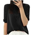 thumbnail image 1 of Ruimatai Women's Casual Short Sleeve Blouse Soft Knit Round Neck Shirt Comfortable Stretch Solid Color Tops for Women, 1 of 3