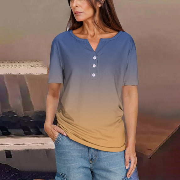 Ruimatai Women's Casual Short Sleeve V-Neck T-Shirt Soft Breathable Comfortable Stretch Fit Basic Solid Color Tee Top for Everyday Wear