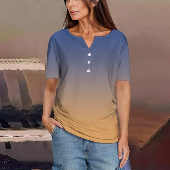 Ruimatai Women's Casual Short Sleeve V-Neck T-Shirt Soft Breathable Comfortable Stretch Fit Basic Solid Color Tee Top for Everyday Wear