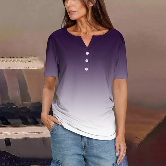 Ruimatai Women's Casual Short Sleeve V-Neck T-Shirt Soft Breathable Comfortable Stretch Fit Solid Color Basic Tee Tops for Women