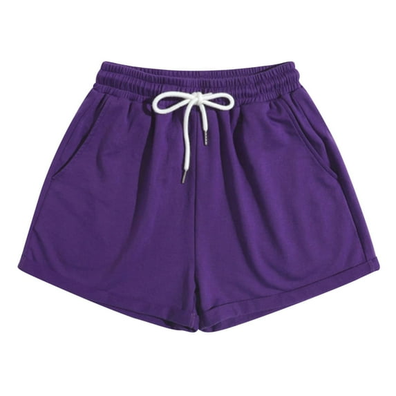 Ruimatai Women's Casual Shorts with Pockets Loose Fit Drawstring Waist Comfortable Solid Color Summer Short Pants