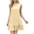 thumbnail image 1 of Ruimatai Women's Casual Sleeveless Sundress Solid Color Back Button Crew Neck Summer Dress for Daily Wear Party Date, 1 of 3