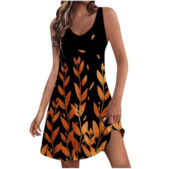 Ruimatai Women's Casual Summer Dress With Pockets Boho Beach T-Shirt Dress V Neck Loose Tank Dresses Lightweight Comfortable For Dating Party Vacation