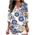 thumbnail image 1 of Ruimatai V-Neck Printed Blouse For Women Casual Long Sleeve T-Shirt Soft Loose Fit Tops For Daily Wear, 1 of 5