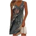 thumbnail image 1 of Ruimatai Women's Casual V-Neck Pleated Elastic Waist Dress Flattering Long Sleeve Printed Midi Dress, 1 of 6