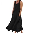 thumbnail image 1 of Ruimatai Women's Casual V-Neck Pocket Dress Sleeveless Flowy Summer Dress with Relaxed Fit and Comfortable Fabric, 1 of 5
